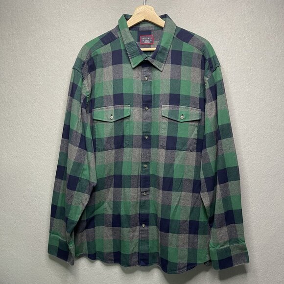 UNTUCKit Other - Untuckit Green Navy Buffalo Plaid Flannel Shirt XXXL Tall Casual Style